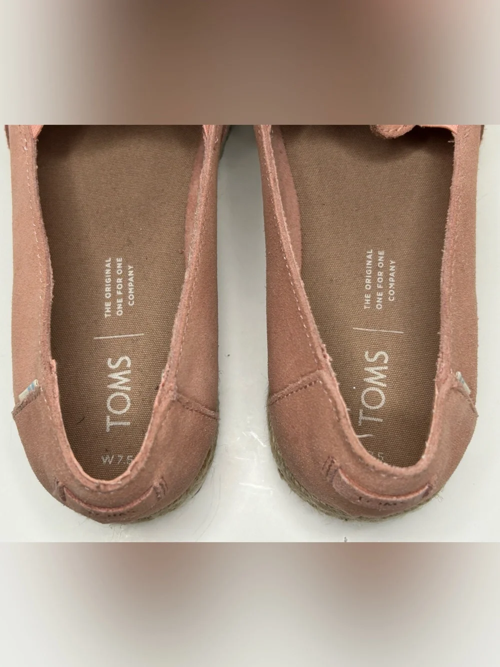Tom’s Casual Palma Espadrille Coral Pink Flat Loafer Size W 7.5